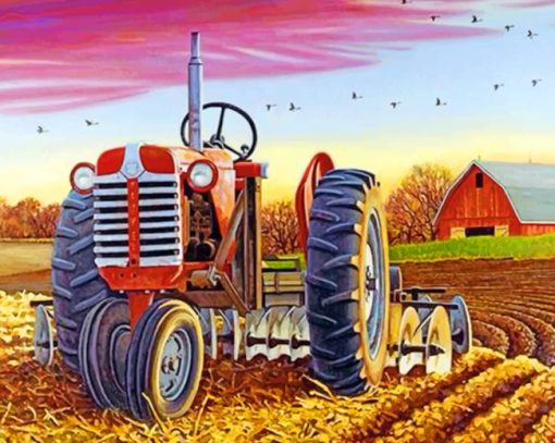 Tractor In Farm paint by numbers
