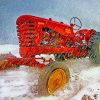 Tractor In Snowy Field paint by numbers