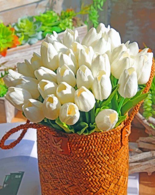 Tulips Basket paint by numbers
