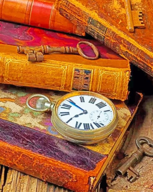 Vintage Clock Wit Books paint by numbers