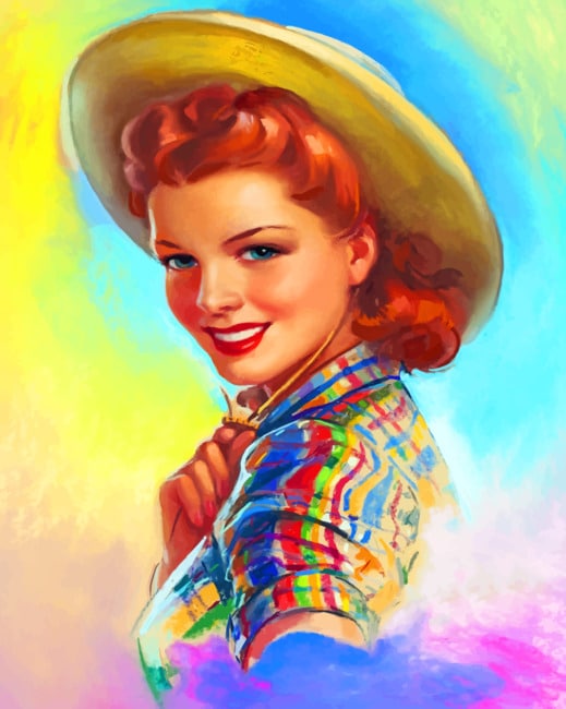 Vintage Cowgirl paint by numbers