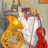 Vintage Tuba And Violin paint by numbers