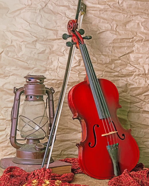 Violin And Lantern Still Life paint by numbers