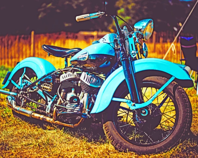 Aesthetic Blue Harley Davinson paint by number