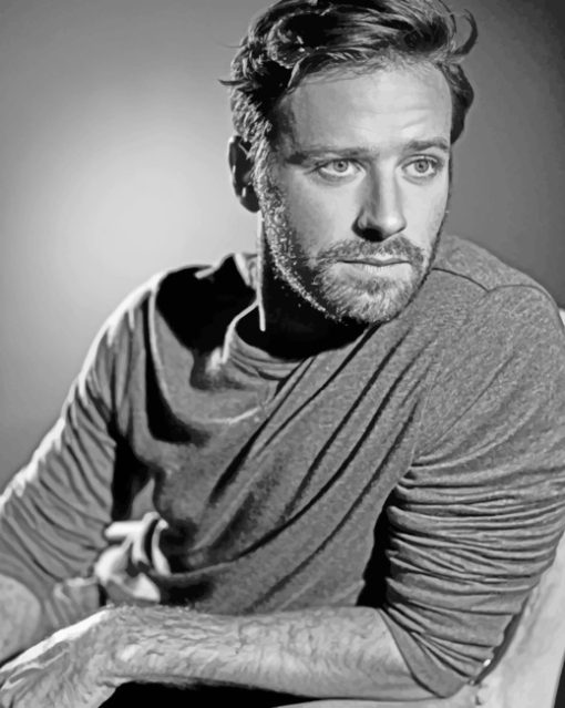 Armie Hammer Black And White paint by numbers