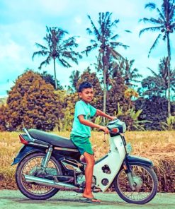 Boy Riding Motorcycle paint by numbers
