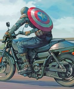 Captain America On Motorcycle Paint by numbers