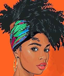 Black Woman With Curly Hair paint by numbers