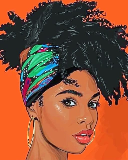 Black Woman With Curly Hair paint by numbers