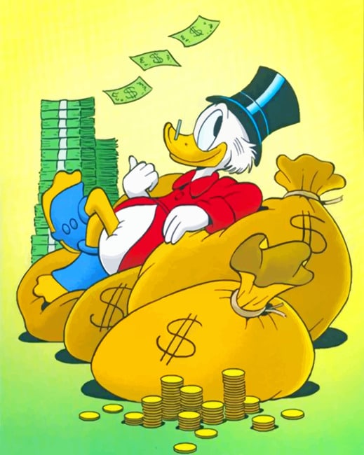 Cartoon Duck With Money paint by numbers
