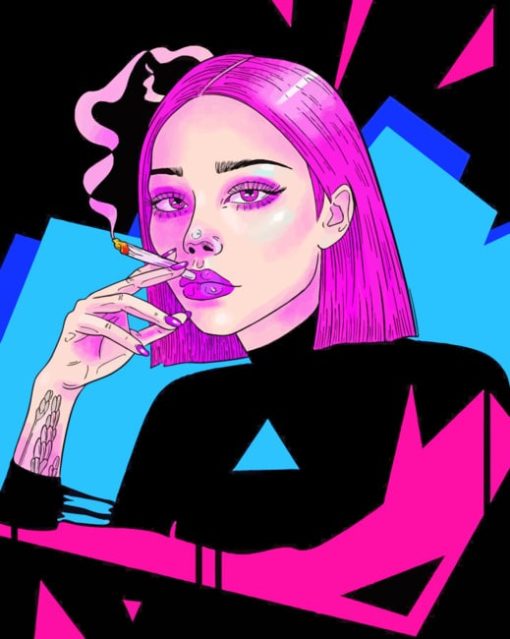 Cartoon Stoner Girl paint by numbers