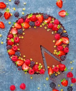 Chocolate Tart With Berries paint By Numbers