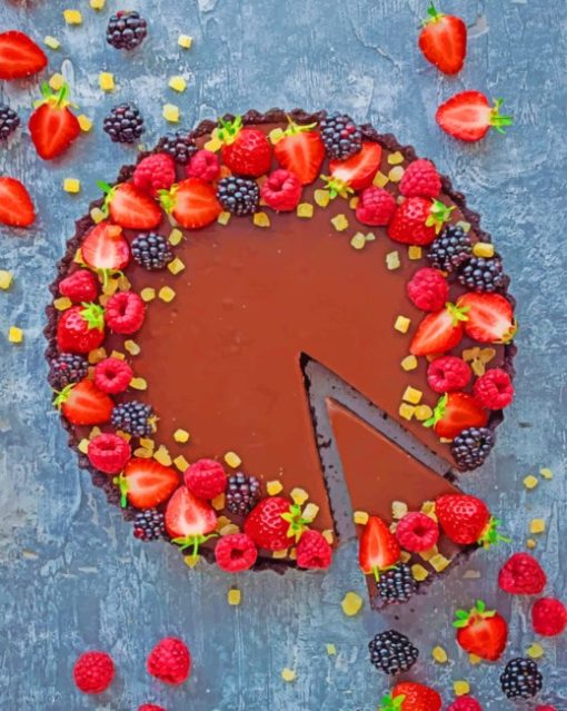 Chocolate Tart With Berries paint By Numbers