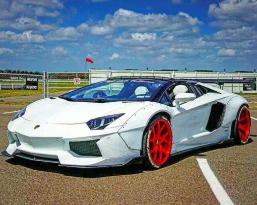 White Lamborghini Paint By Numbers