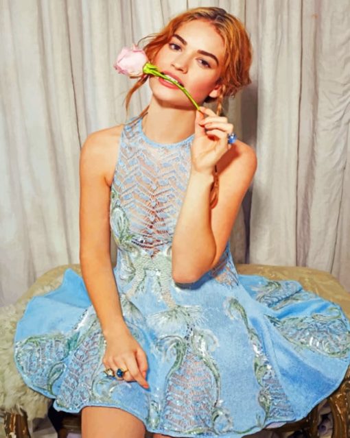 Lily James Holding Flower paint by numbers