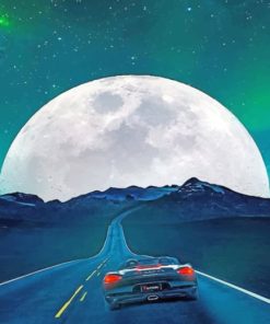 Night Road Moon paint by numbers
