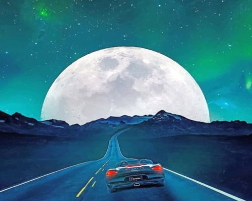 Night Road Moon paint by numbers