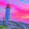 Peggys Cove Lighthouse At Sunset paint by numbers
