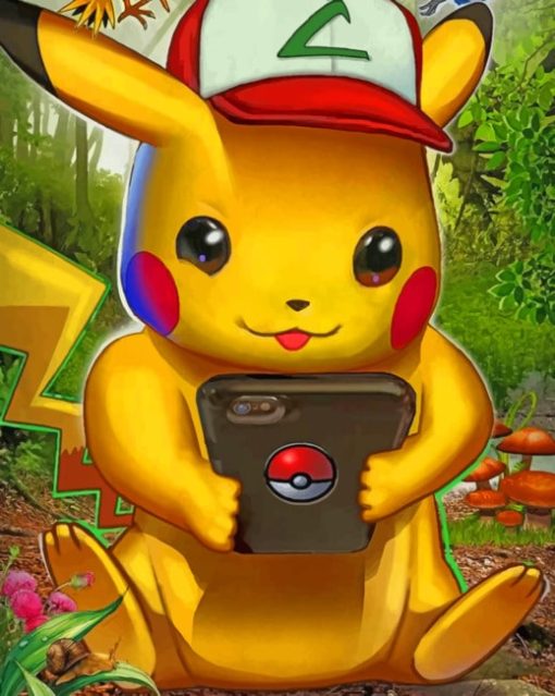Pokemon Holding Phone paint by numbers