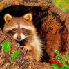 Raccoon Inside The Tree paint By Numbers