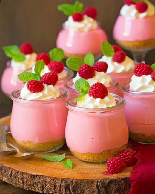 Raspberry Cheesecake Mousse paint By Numbers