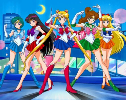 Sailor Moon Characters Costume paint by numbers