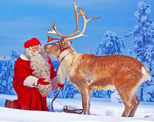 Santa Claus Reindeer paint by numbers