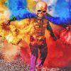 Skeleton With Colorful Smoke Bomb paint By Numbers