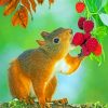 Squirrel Eating Berries paint by numbers