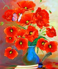 Still Life Poppies In Vase paint by numbers