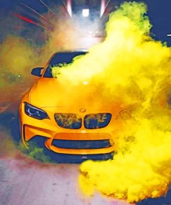 Yellow Car With Smoke Bomb paint by numbers