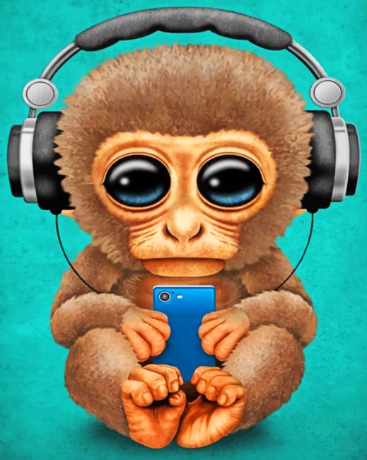 Baby Monkey With Phone paint by numbers
