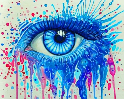 Blue Pink Splash Eye paint by numbers