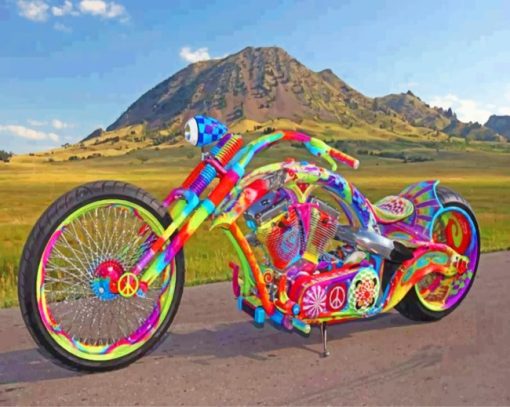 Colorful Motorcycle paint by numbers