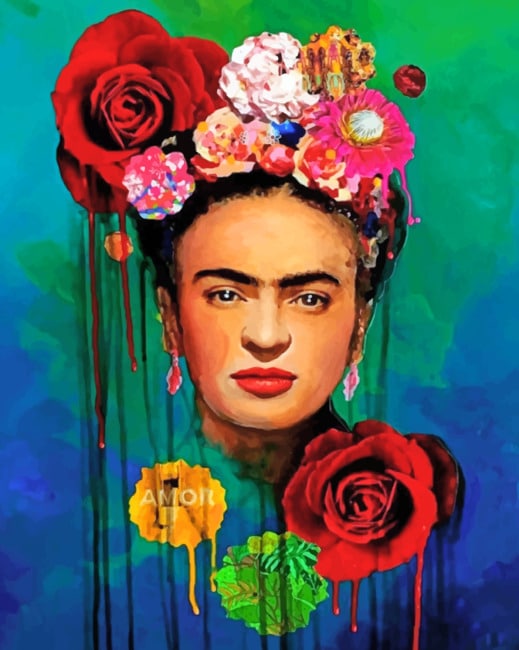 Floral Frida Kahlo Women Paint By Numbers - Canvas Paint by numbers