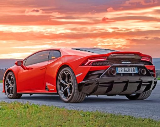 Red Lamborghini Huracan Evo paint By Numbers