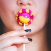 Girl With Pink And Yellow Lollipop paint By Numbers