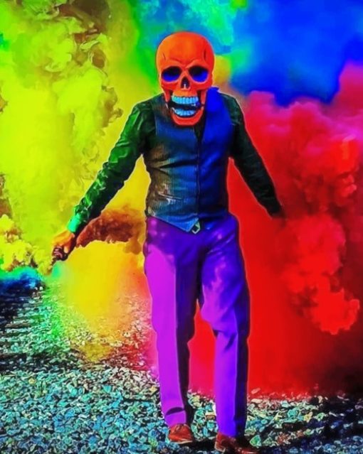 Skeleton With Bomb Smoke paint By Number