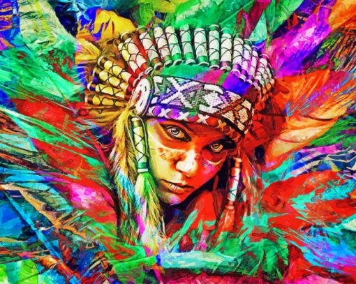 American Indian Girl paint By Numbers