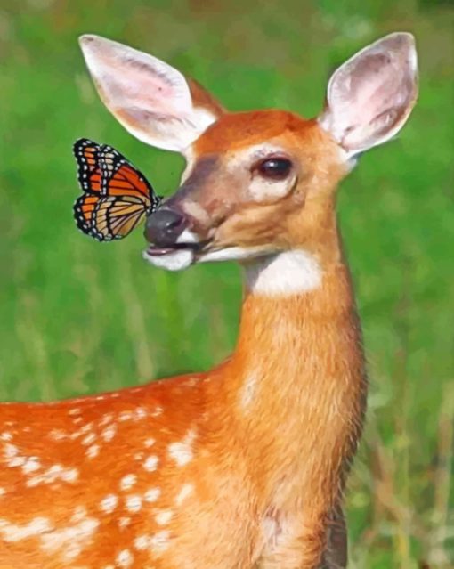 Butterfly On Deer Nose paint By Number