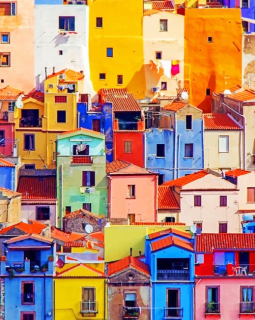 Colorful Houses paint by Numbers