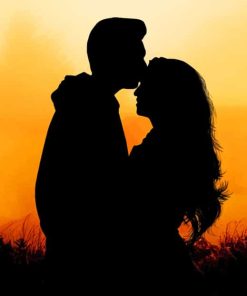 Couple Silhouette In Sunset paint By Numbers