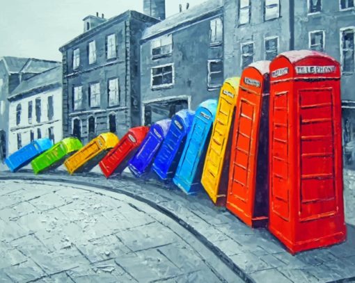 Colorful Telephone Boxes paint By numbers