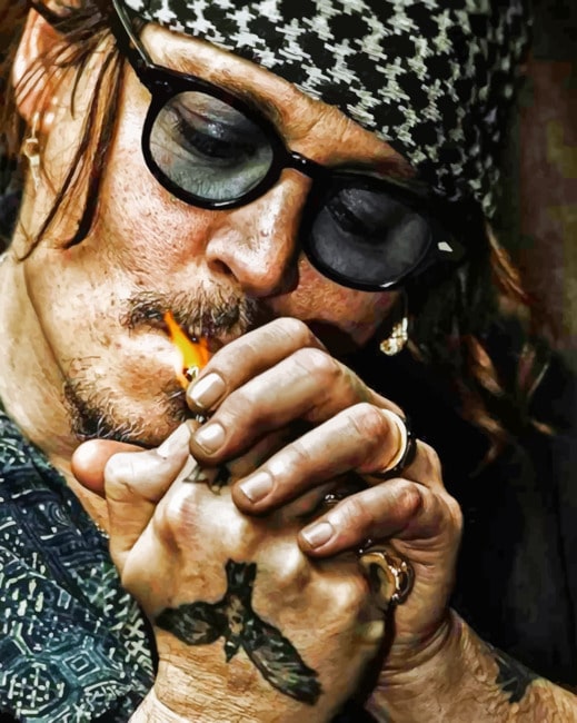 Johnny Deep With Cigarette Actors Paint By Numbers - Canvas Paint by ...