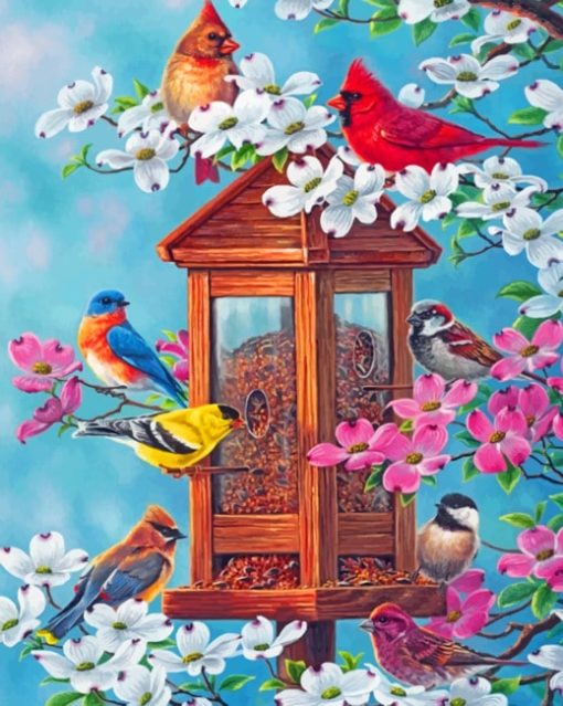 Spring Birds paint by numbers