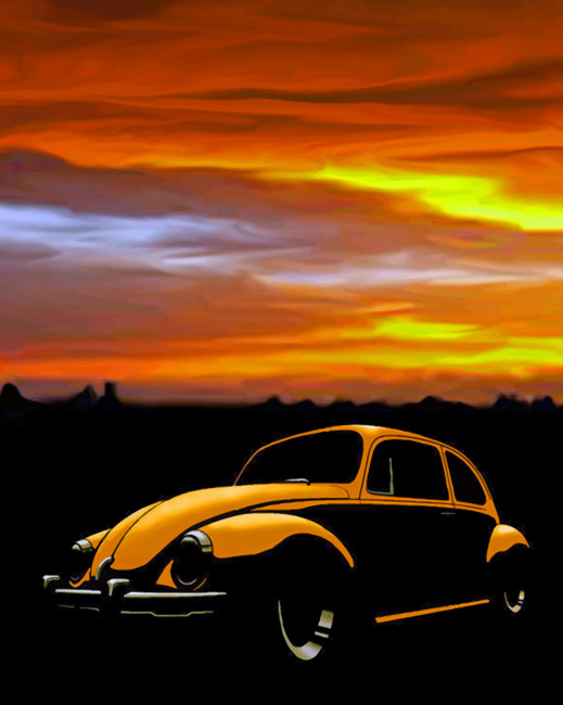 Sunset Volkswagen Beetle paint By Numbers