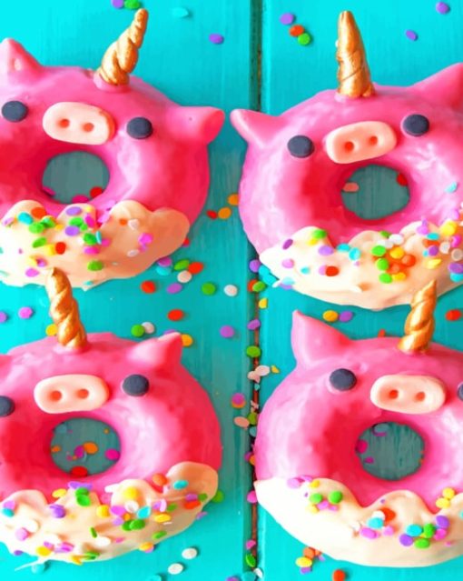 Unicorn Pig Donuts paint by Numbers