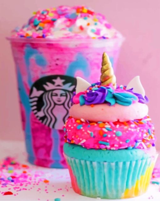 nicorn Starbucks Cupcake paint By Numbers