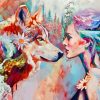 Wolf And Woman paint By Numbers