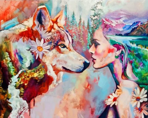 Wolf And Woman paint By Numbers